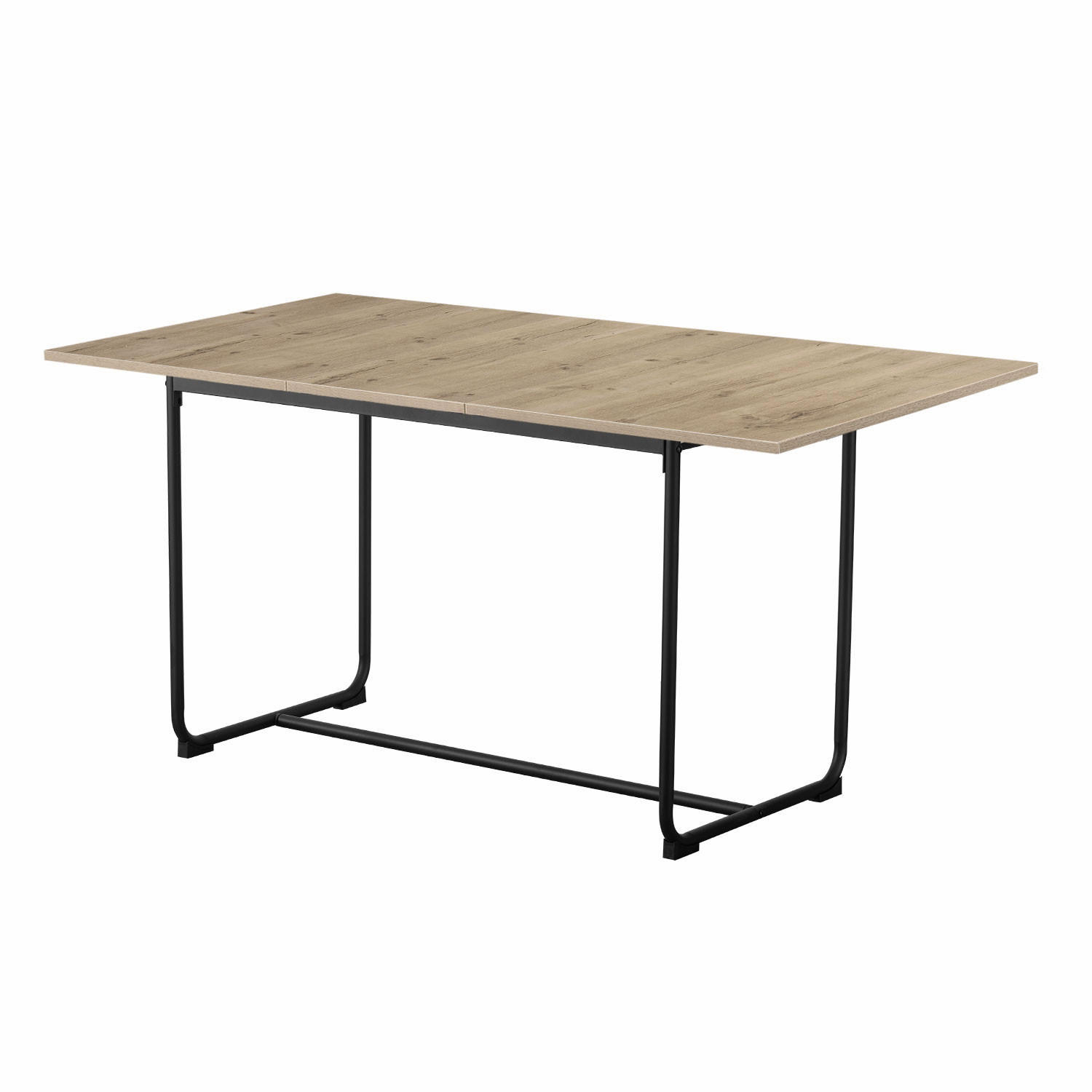 ESSTISCH PIUS 120-160/80/76 cm - Schwarz/Eiche San Remo, Holzwerkstoff/Metall (120/80/76cm) - B&D Home