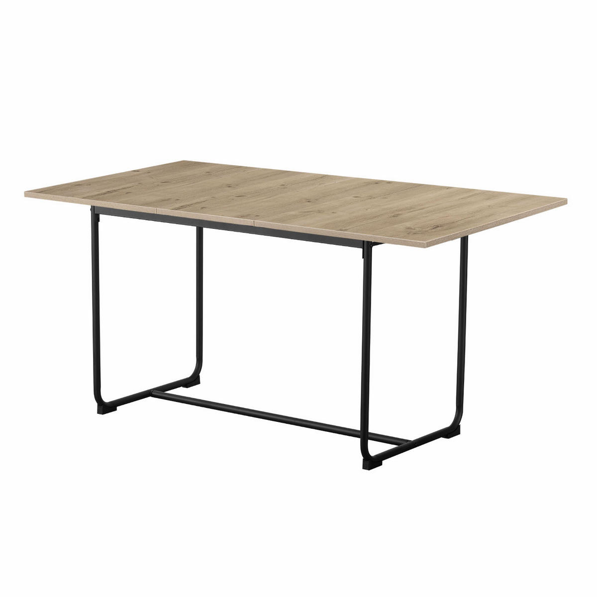 ESSTISCH PIUS 120-160/80/76 cm - Schwarz/Eiche San Remo, Holzwerkstoff/Metall (120/80/76cm) - B&D Home