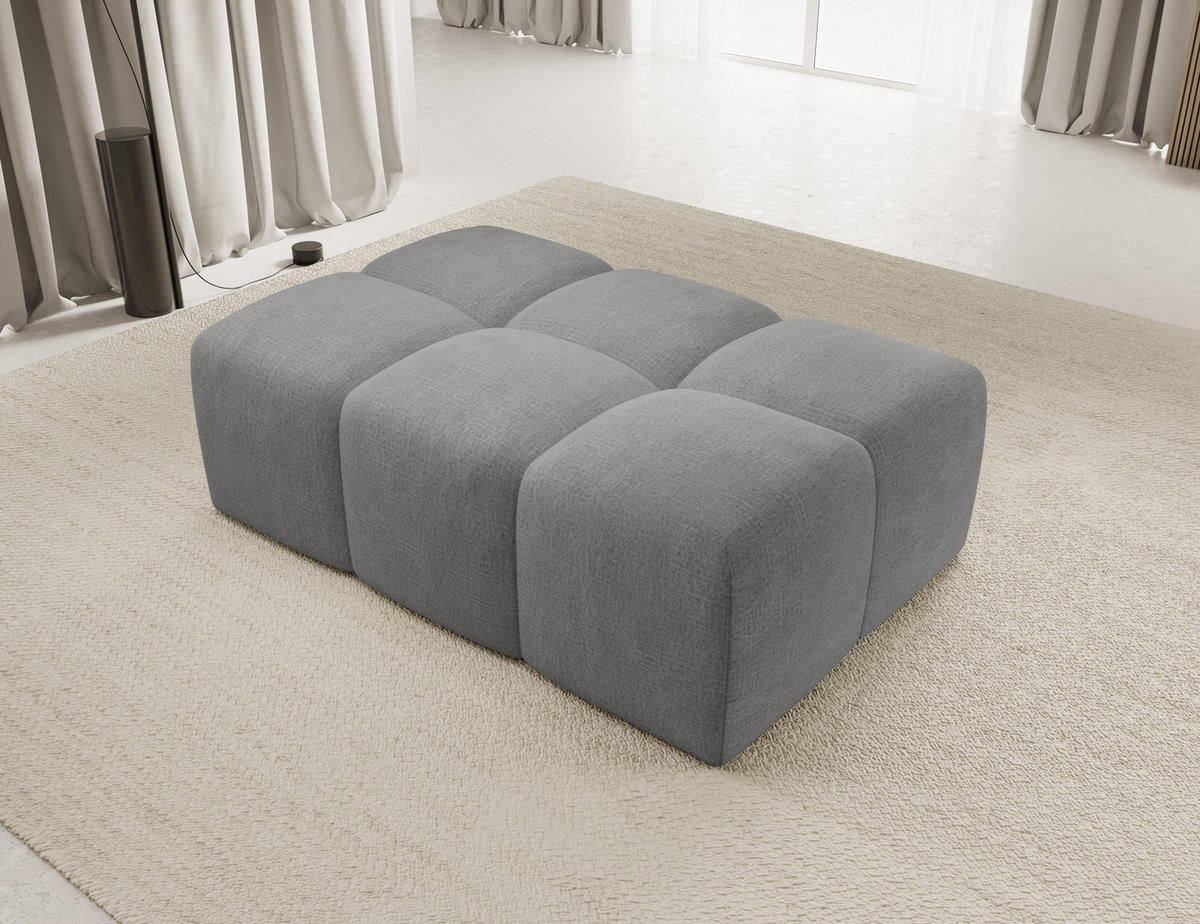 ECKSOFA Fogo mit Hocker, Couch L-Form, Sofa Rechts, Veloursstoff, 245x68x180 cm, Grau - Grau, Holz/Textil (245/180cm) - PROMETO Möbel