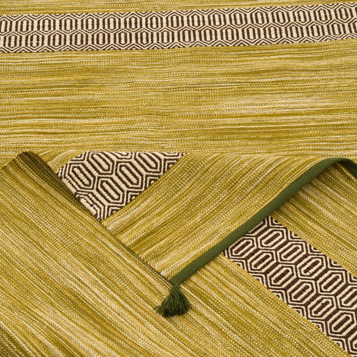 NATUR BAUMWOLLE TEPPICH KELIM TOSKANA - Grün, Textil (170/240cm) - Pergamon
