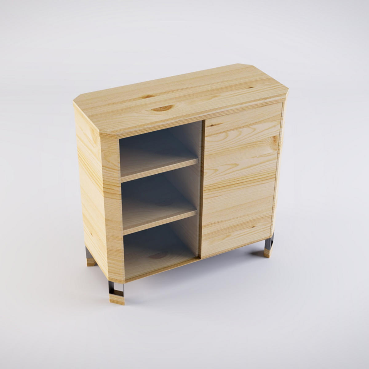 KOMMODE aus gebleichtem Eichenholz & Glas BRISTOL - Eichefarben, Holz (90/90/40cm) - Rawood Furniture