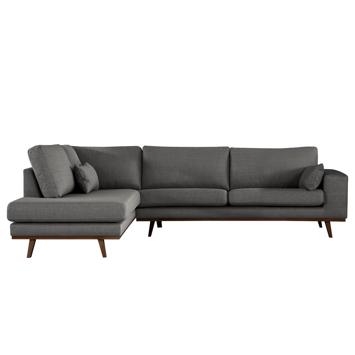 ECKSOFA mit Ottomane - Dunkelgrau/Buchefarben, Textil (287/219cm) - home24