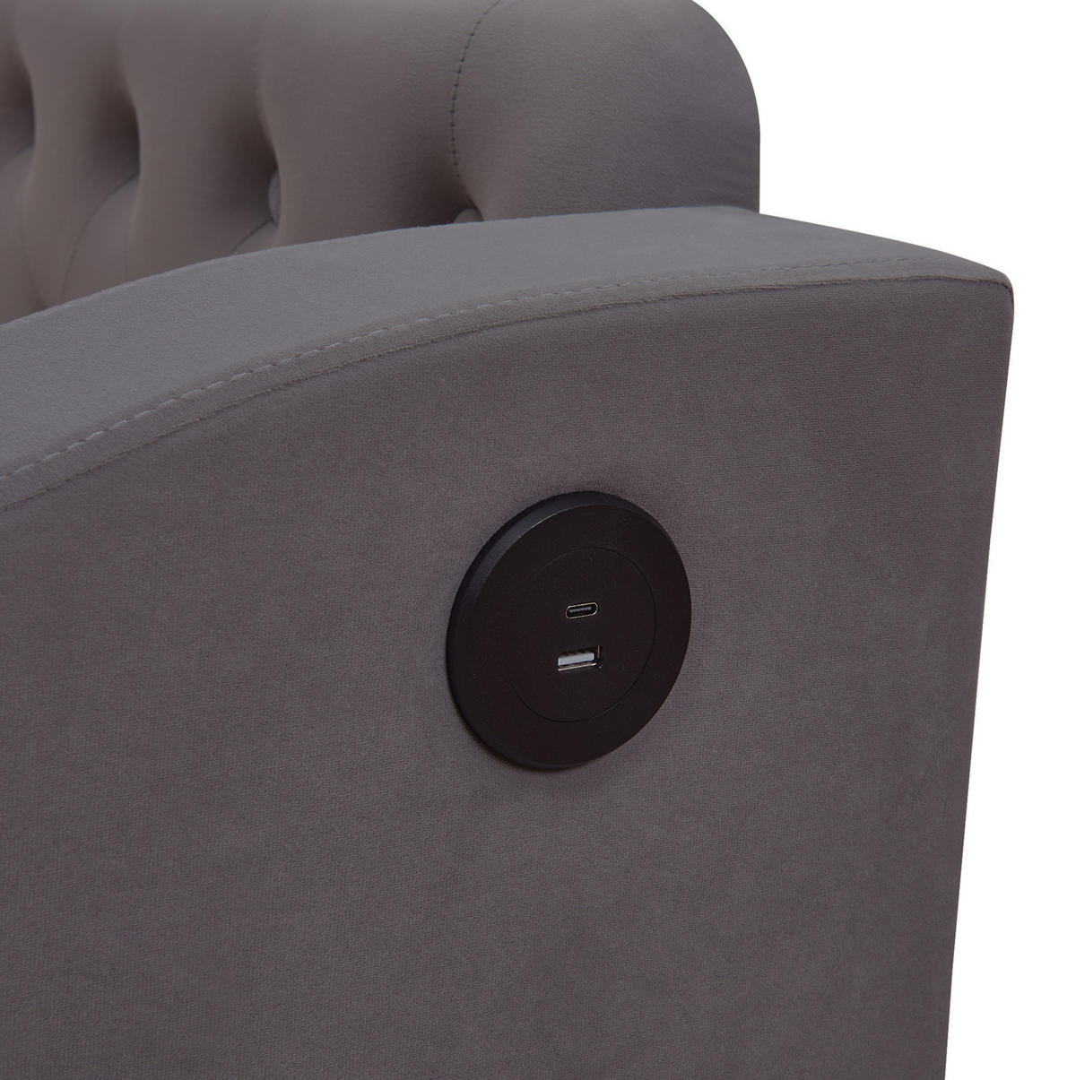 POLSTERBETT 90/190 cm Grau aus Samtstoff mit USB-Ladeanschluss - Dunkelgrau, Textil (90/190cm) - OKMYHOME
