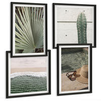 BILDER SET 4er Set - 50x50 cm & 40x60 cm Schwarzer Rahmen - Zubehör für tropische Pflanzen - Schwarz, Kunststoff (50/50cm) - TULUP