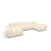 WOHNLANDSCHAFT Liva Creme Strukturstoff U-Form XXL Studio - Creme, Textil (330/70/160cm) - VAROYAL