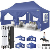 FALTPAVILLON 3 x 6 m Marineblau Wasserdicht UV-Schutz - Blau, Textil (304.8/304.8/609.6cm)