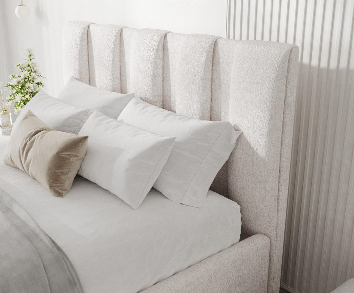 POLSTERBETT Loom 160/200 cm Hellbeige im Neve Stoff - Sandfarben/Naturfarben, Holz/Holzwerkstoff (160/200cm) - AltaBeds