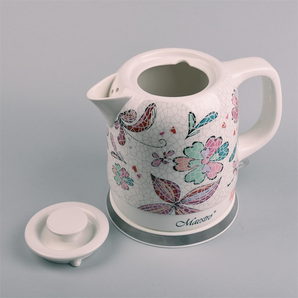 WASSERKOCHER ELEKTRISCH Weiß 18/18/21 cm MR068FLOWERS - Weiß, Keramik (18/21/18cm) - Maestro 