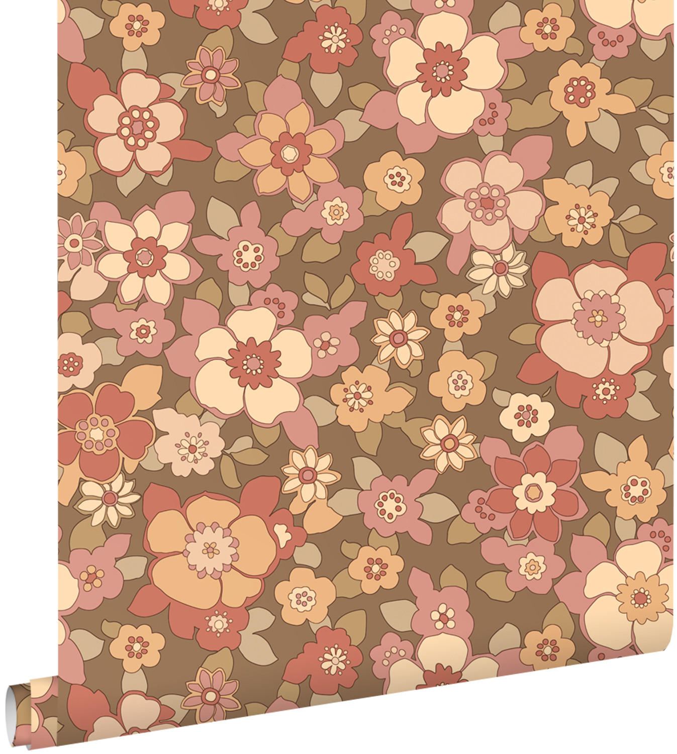 TAPETE Retro Blumen 50 x 900 cm - Pink, Papier (50/900cm) - ESTAhome
