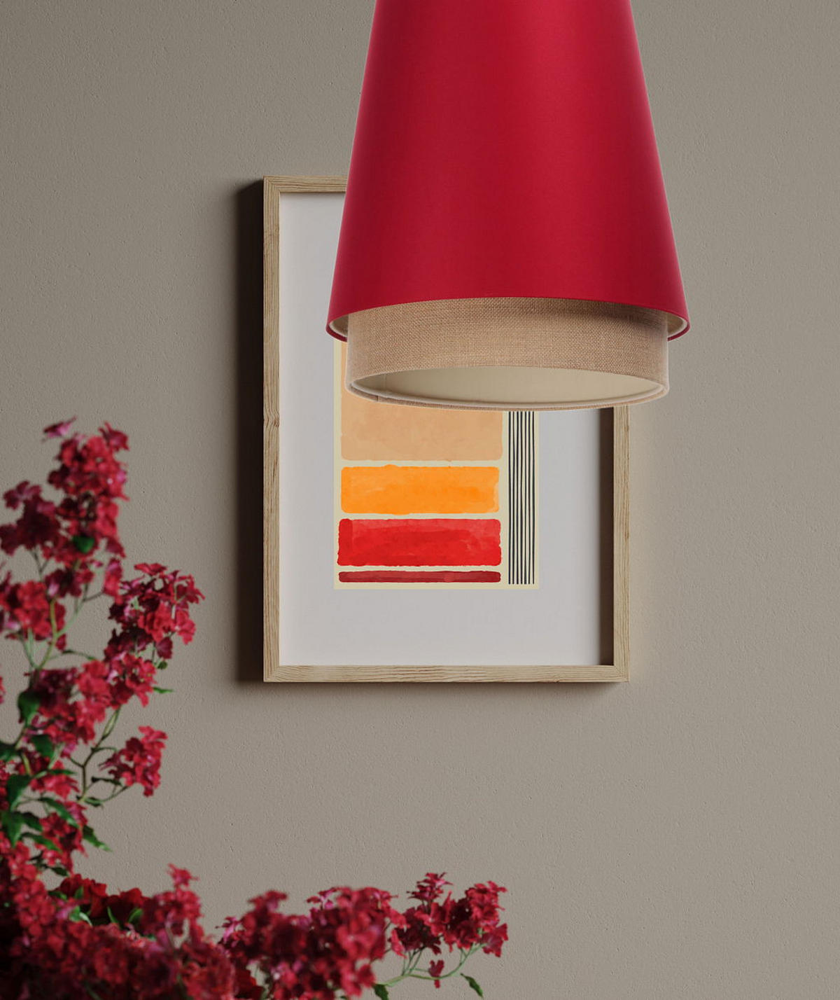 HÄNGELEUCHTE Rot 35/43 cm - Beige/Rot, Kunststoff (35/1.3/43cm) - ONZENO