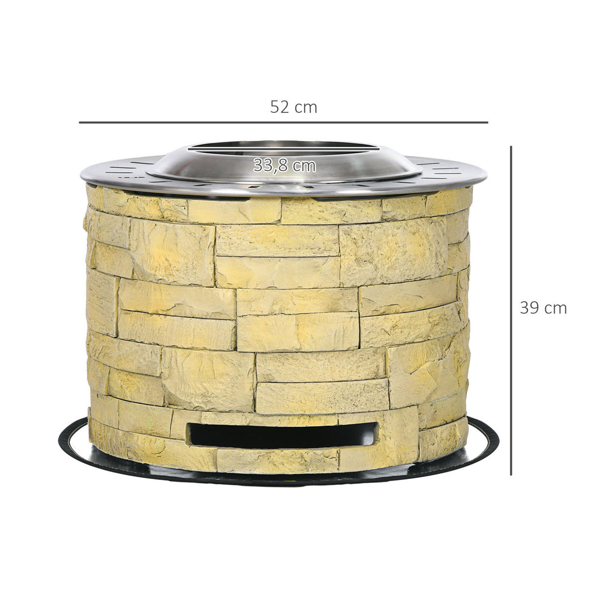 FEUERSCHALE, Edelstahl, Gelb - Gelb, Metall (52/39/52cm) - Outsunny