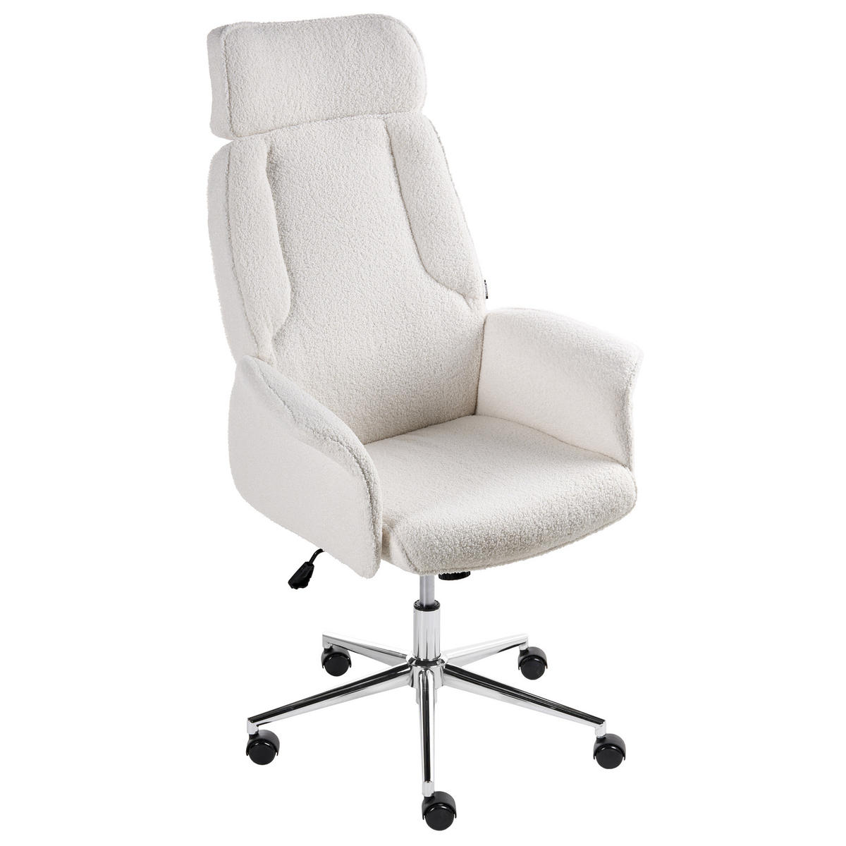 BÜROSTUHL Cremeweiß Pilot - Silberfarben/Weiß, Textil (72/117/72cm) - Beliani