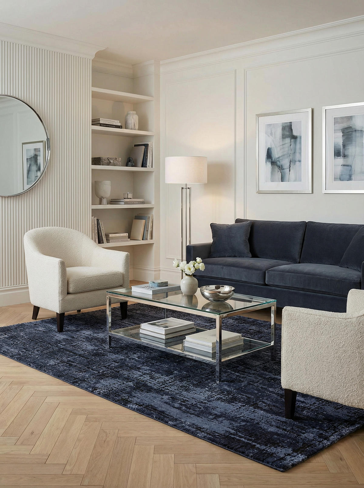 TEPPICH Polypropylen velours abstrakt TIBER-Rom, Dunkelblau 120x170 cm - Blau, Textil (120/170cm) - KADIMA DESIGN