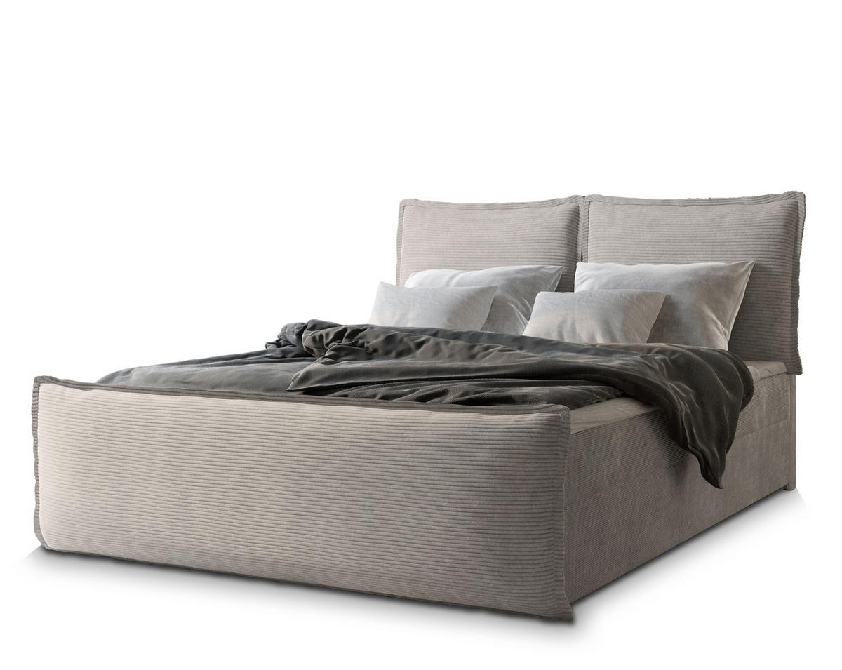 BOXBETT MONTA 180x200 cm mit Matratze und Topper - Beige - Beige, Holz (180/200cm) - MASSENO