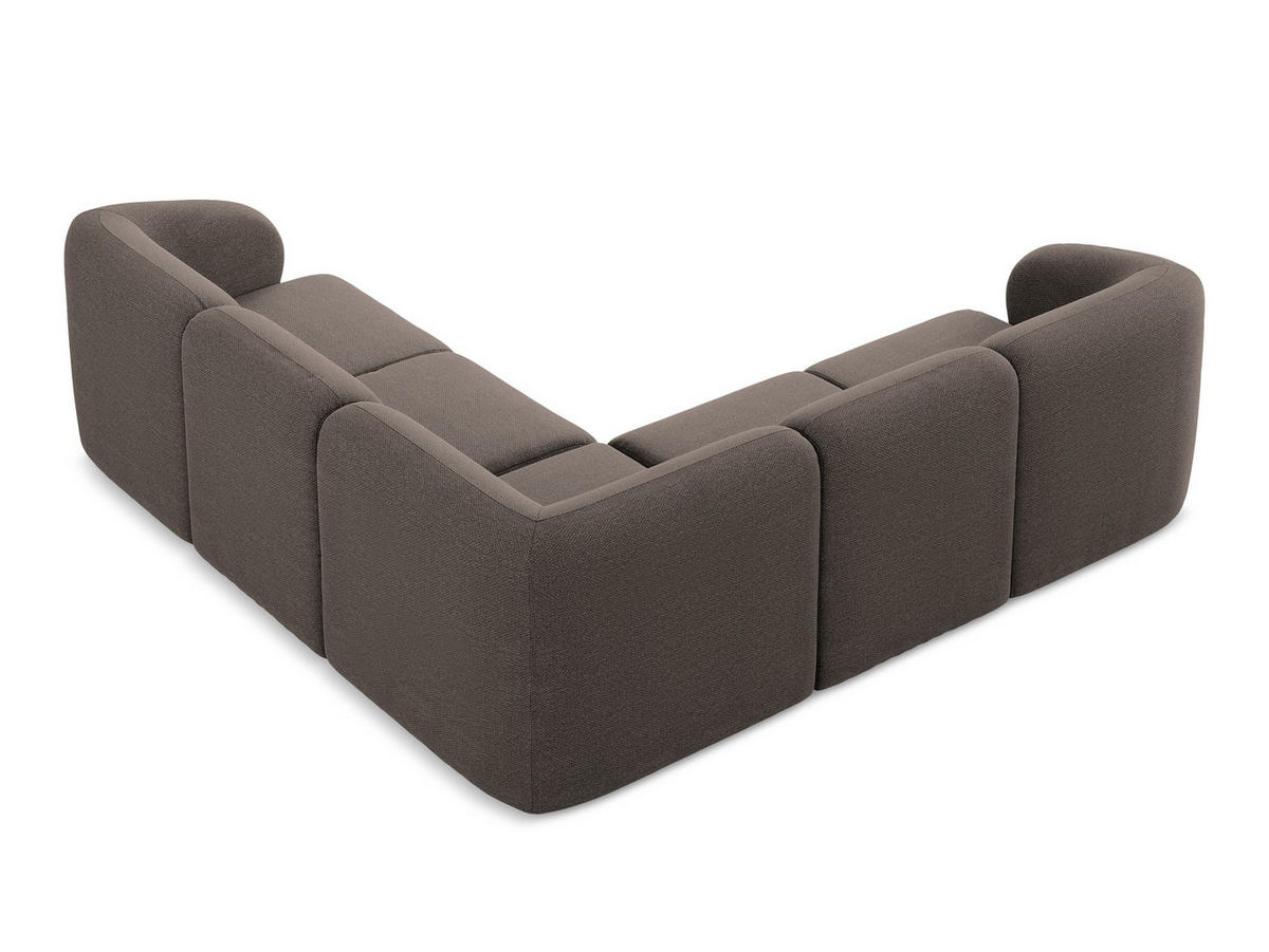 ECKSOFA Bouclé Stoff Braun - Schwarz/Mokka, Holzwerkstoff/Kunststoff (251/251cm) - Makamii