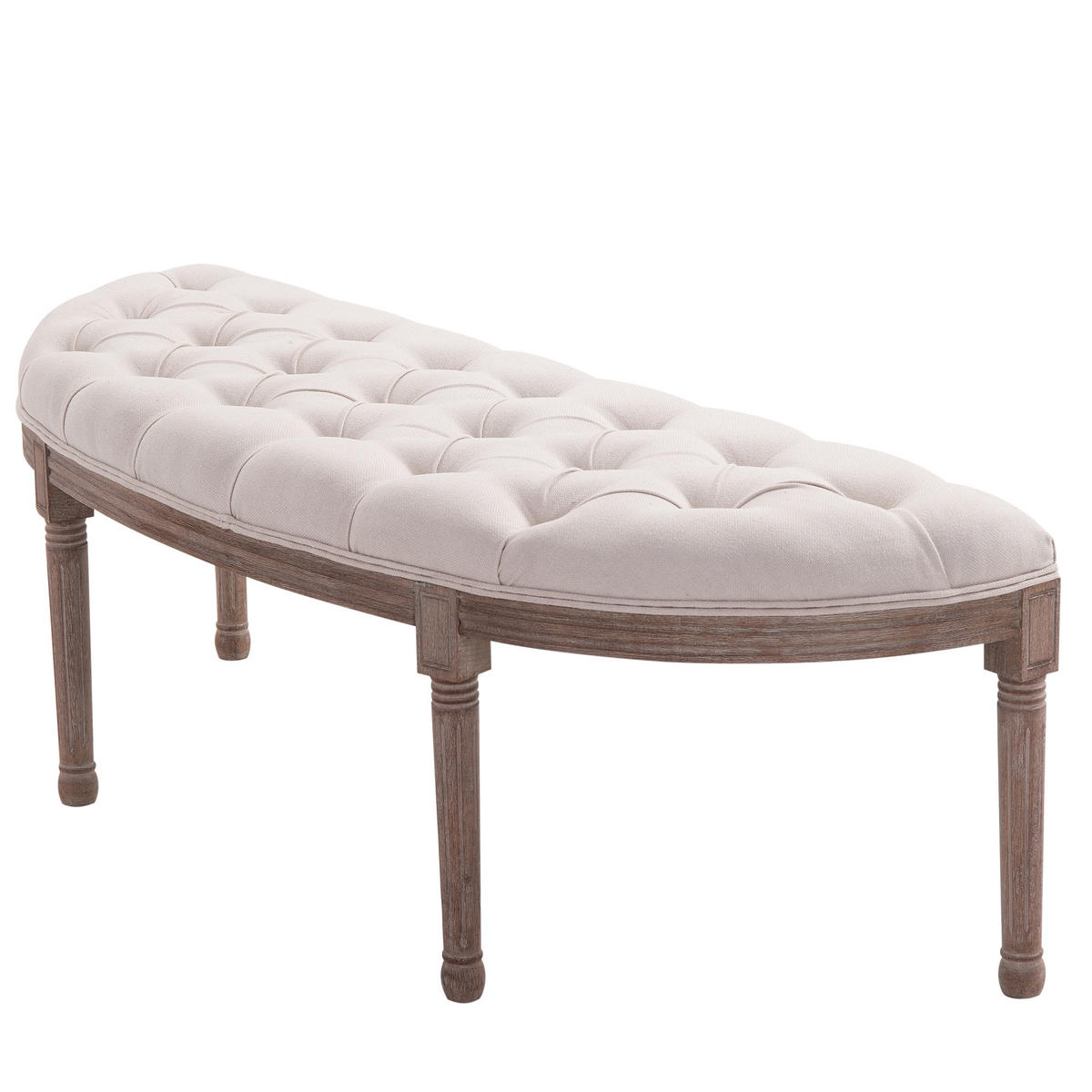 POLSTERBANK mit Knöpfen, Leinen + Holz, beige, 140,5 x 51 x 48 cm - Beige, Kunststoff (51/48/1405cm) - HOMCOM