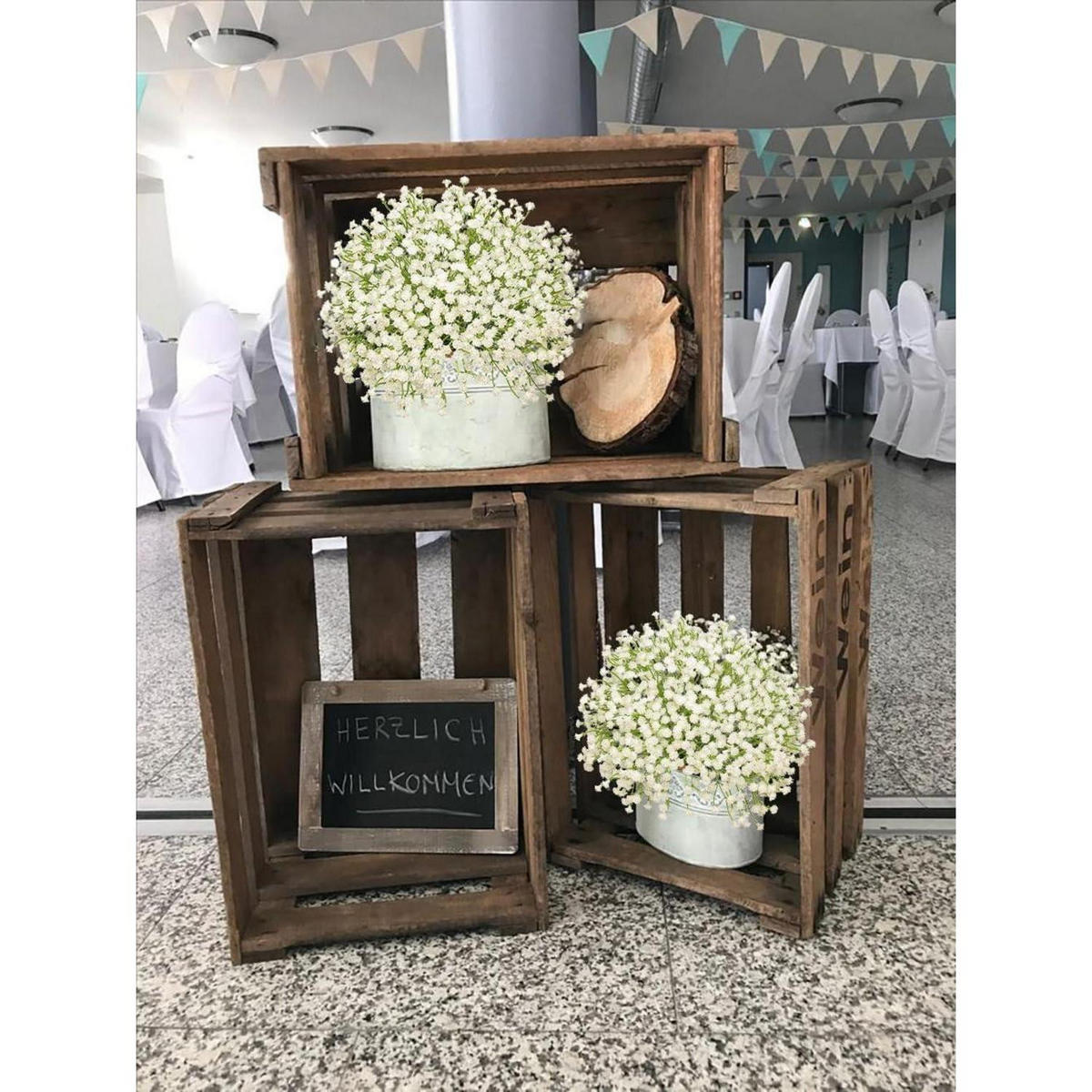 KUNSTBLUMEN Schleierkraut 10 Stück 25 cm Beige - Weiß, Kunststoff (24cm)