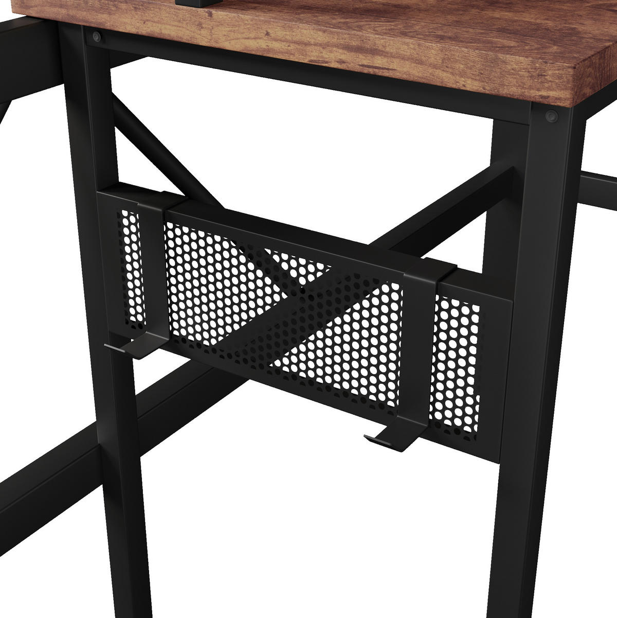 HOCHBETT 140/200 cm schwarz aus Metall mit Schreibtisch und LED - Schwarz, Metall (140/200cm) - OKWISH