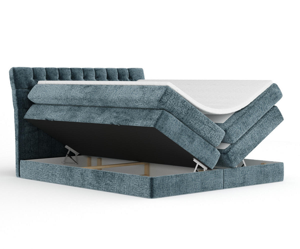 BOXSPRINGBETT Seraphine Blau 200/200 cm - Blau/Schwarz, Holz/Holzwerkstoff (200/200cm) - Maison de Reve