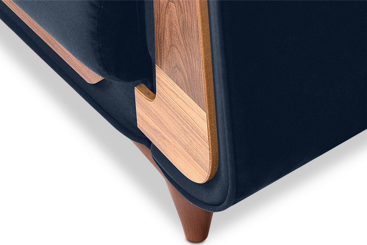 SESSEL GUSTAVO mit Armlehnen, blau - Blau/Braun, Holz/Holzwerkstoff (83/95/92cm) - KONSIMO®