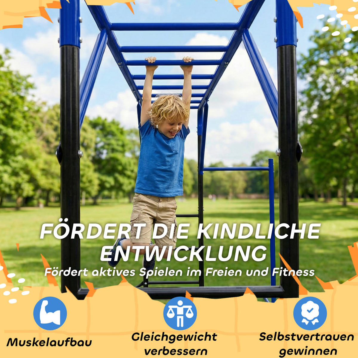 OUTDOOR-KLETTERGERÜST Stahl Schwarz - Schwarz, Metall (190/180/250cm) - AIYAPLAY
