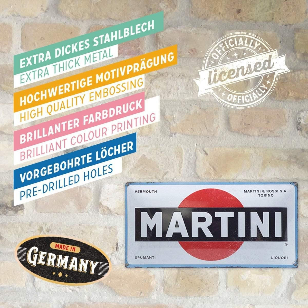 BLECHSCHILD 25/50 cm Martini Logo White - Multicolor, Metall (50/25/1cm) - Nostalgic-Art