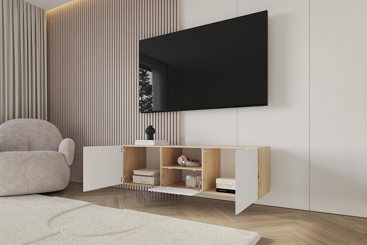 LOWBOARD NOA-2-W 140x40x41 cm - Artisan / Weiß - Weiß, Holzwerkstoff (140/40/41cm) - ALTDECOR