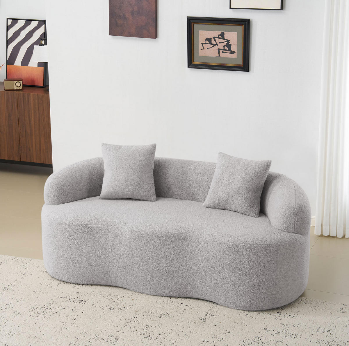 2-SITZER-SOFA in Hellgrau mit Wellenform und Federkern - Hellgrau, Kunststoff (89/70/170cm) - Flora Grace