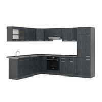ECKKÜCHE IN L-FORM R-Line Schwarz Beton/Anthrazit 227 x 287 cm ohne AP - Anthrazit/Schwarz, Holzwerkstoff (287/81.6/46cm) - Vicco