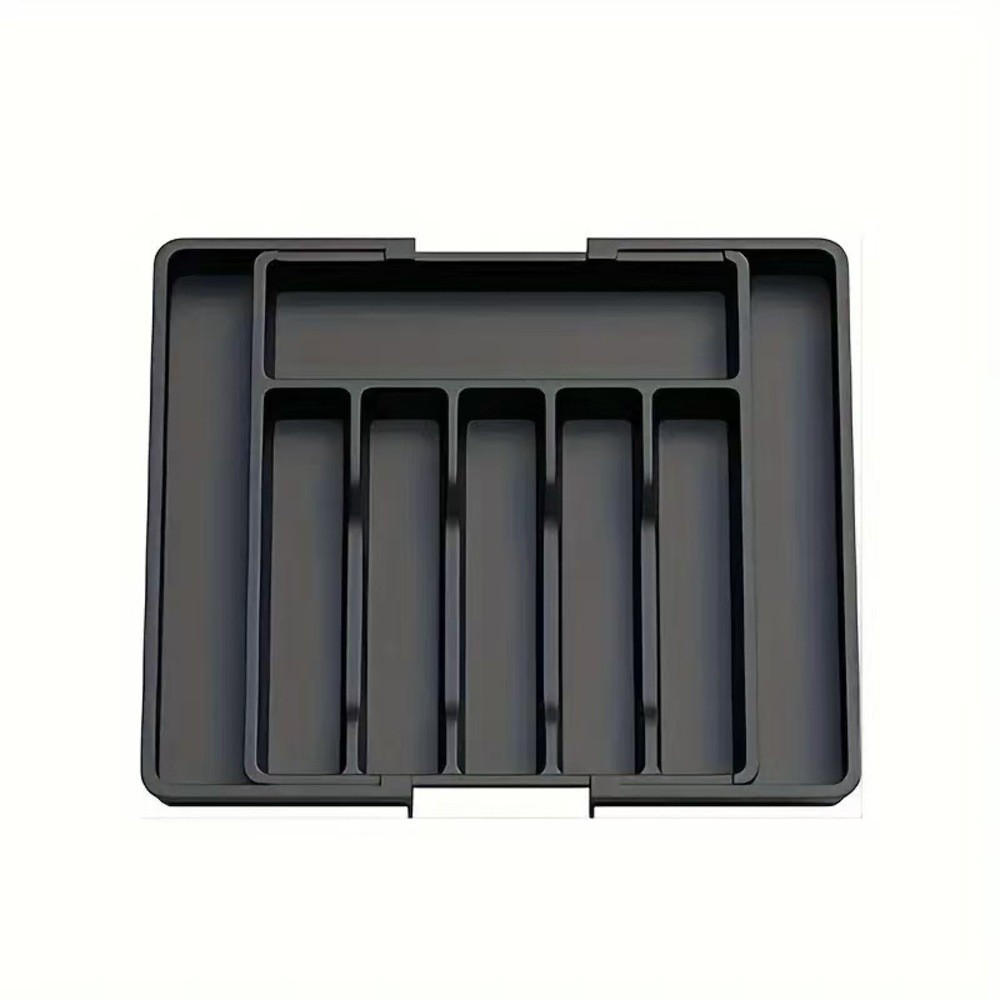 BESTECKORGANIZER,AUSZIEHBAR & verstellbar,Schwarz, PP-Material,(33–57)cm × 38 cm - Schwarz, Kunststoff (38/5/33cm) - Authentics