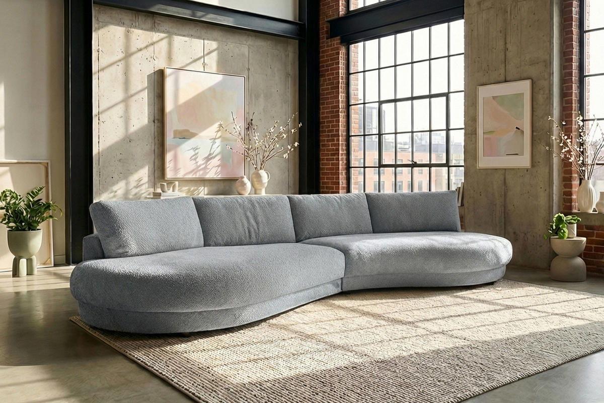 BIG SOFA PADANA Grau Flachgewebe - Schwarz/Grau, Kunststoff/Textil (410/86/166cm) - KAWOLA