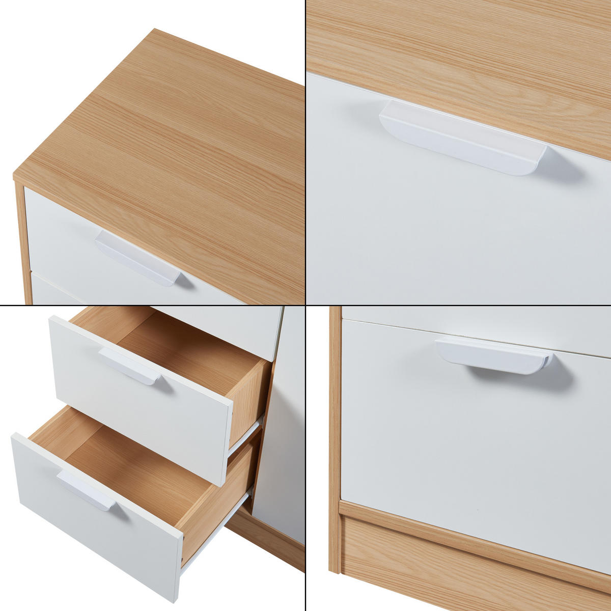 KOMMODE Varkaus - Eichefarben/Weiß, Holzwerkstoff (80/90/40cm) - [en.casa]
