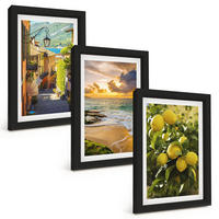 BILDER SET 3er Set - 20x30 cm Schwarzer Rahmen - Straßen, Meer, Strand, Zitrusbäume - Schwarz, Kunststoff (20/30cm) - TULUP