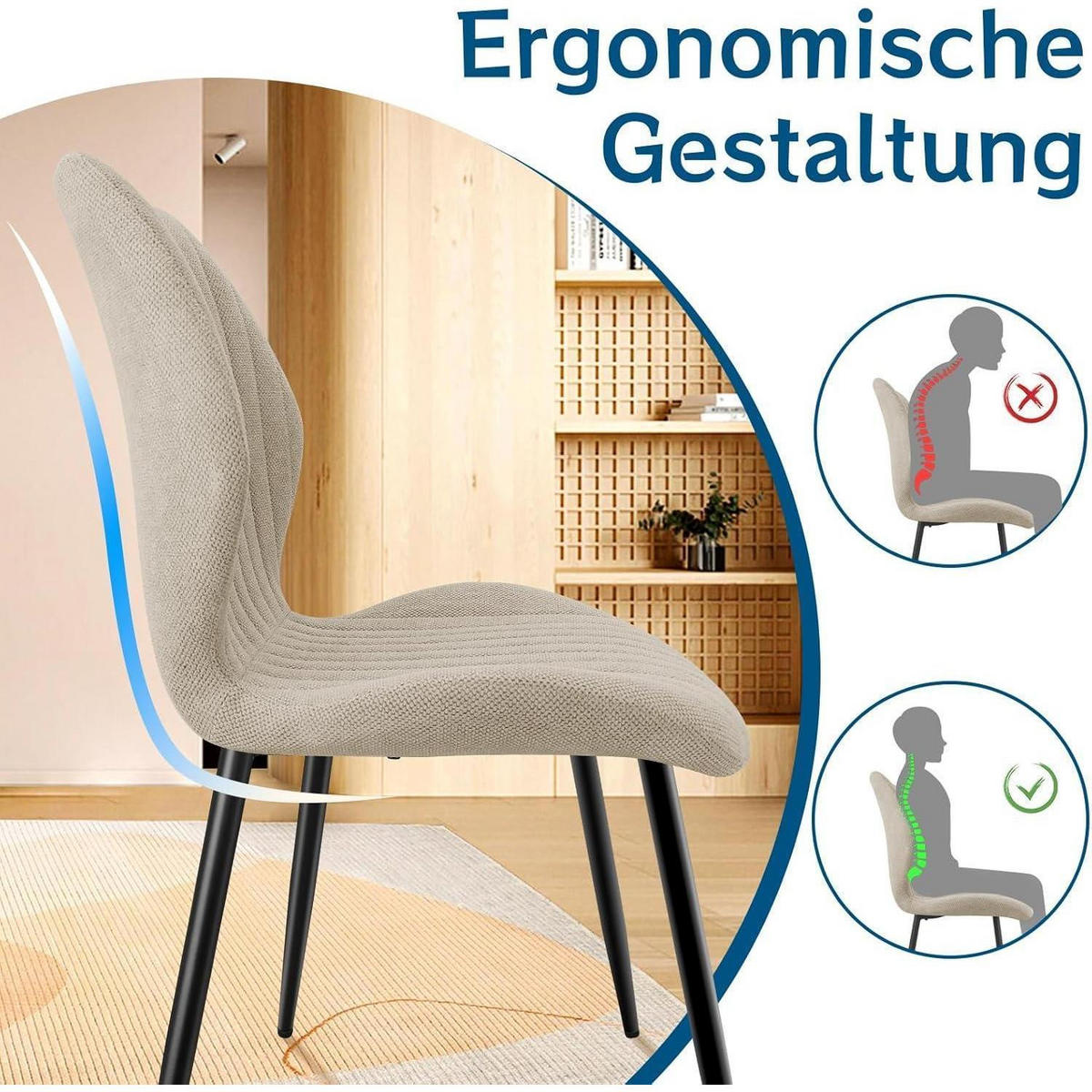 ESSZIMMERSTÜHLE 6er Set Stoff Graubraun - Beige, Textil (44/88/41cm)