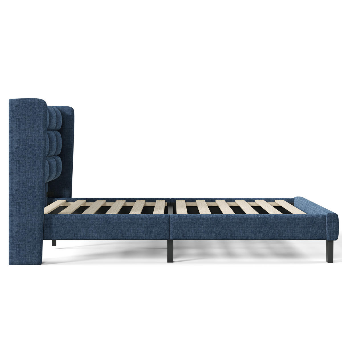 POLSTERBETT mit Lattenrost 90x200 cm Leinen Blau - Blau, Metall (90/200cm) - Beauniv