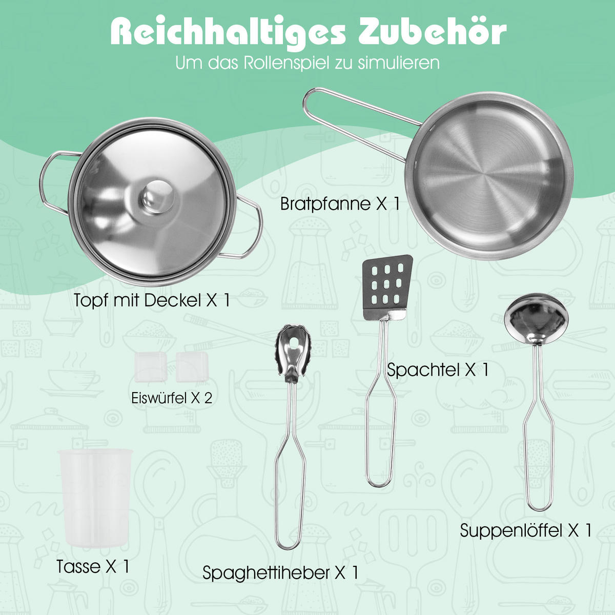 KINDERKÜCHEN Natur - Naturfarben, Holzwerkstoff (49/85/105cm) - COSTWAY