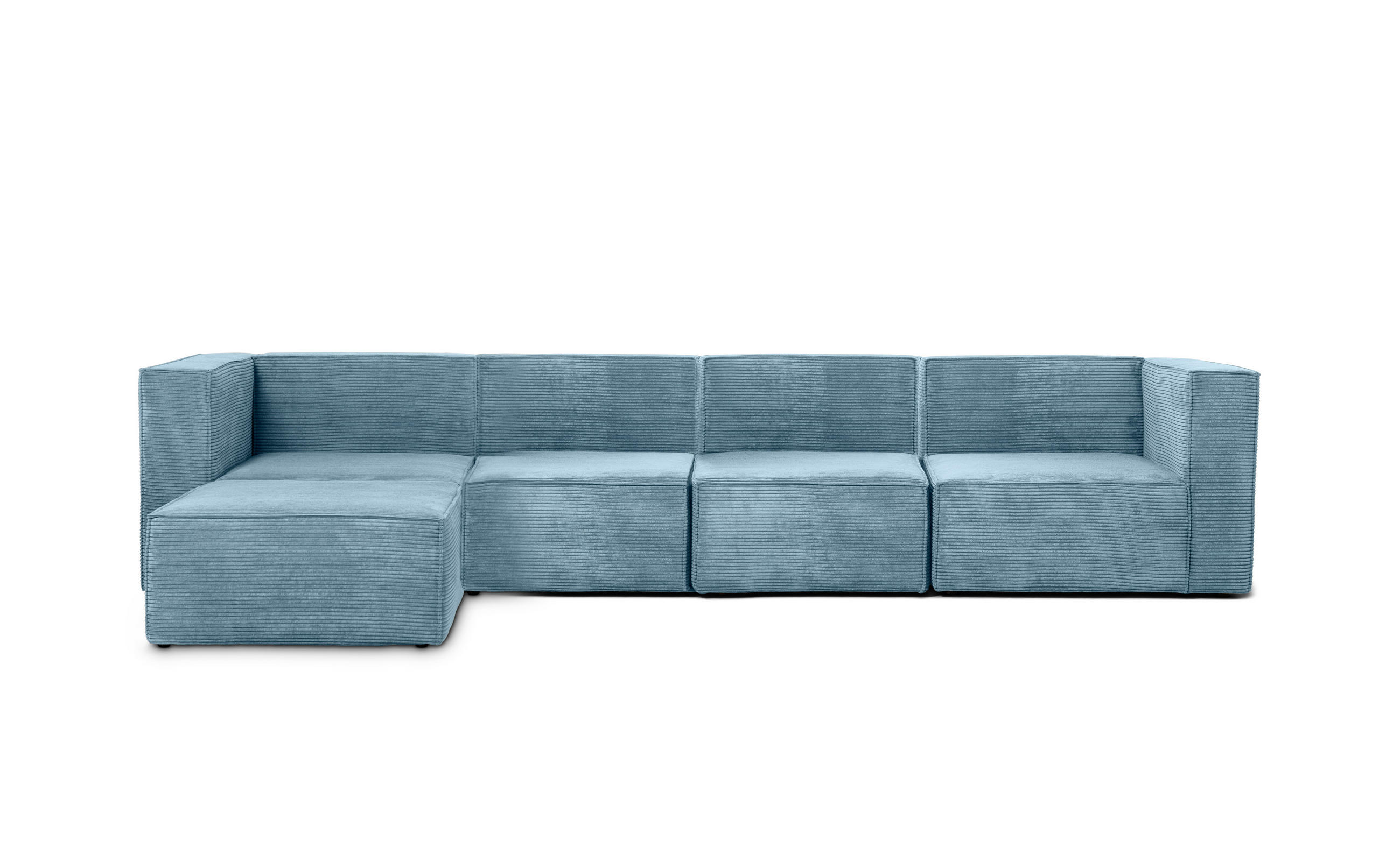 4-SITZER-SOFA Chaiselongue bezogen blauem Cordcornish-Samt HARPER - Blau, Textil (100/65/360cm) - RNT By Really Nice Things