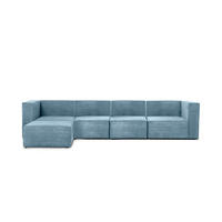 4-SITZER-SOFA Chaiselongue bezogen blauem Cordcornish-Samt HARPER - Blau, Textil (100/65/360cm) - RNT By Really Nice Things