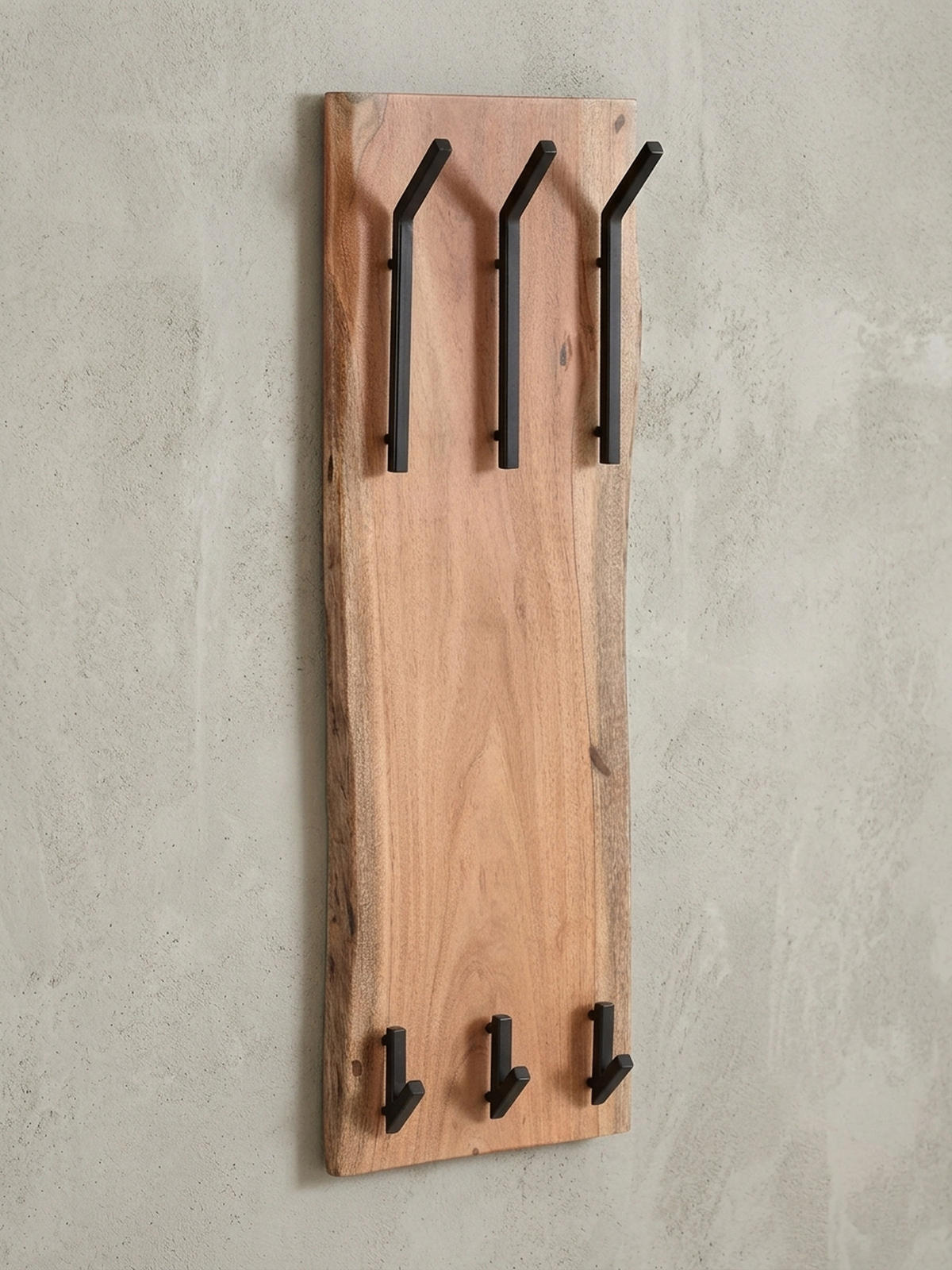 WANDGARDEROBE Akazie Massivholz Metall Modern 35,5x11x100 cm mit Naturkante - Beige, Holz (35/100/11cm) - KADIMA DESIGN