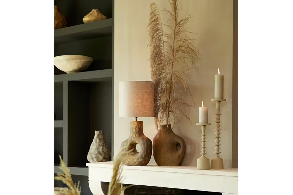 TISCHLEUCHTE TARUGI 32,5x12x47,5 cm, Metall, Braun - Braun, Metall (32.5/12/30cm) - Light & Living