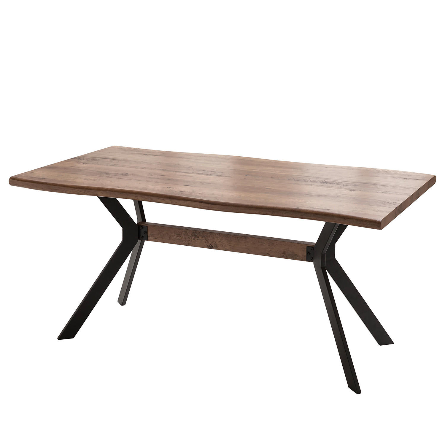 ESSTISCH - Metall - Wildeiche Antik Dekor / Matt Schwarz - Wildeiche, Holzwerkstoff/Metall (90/160/76cm) - home24