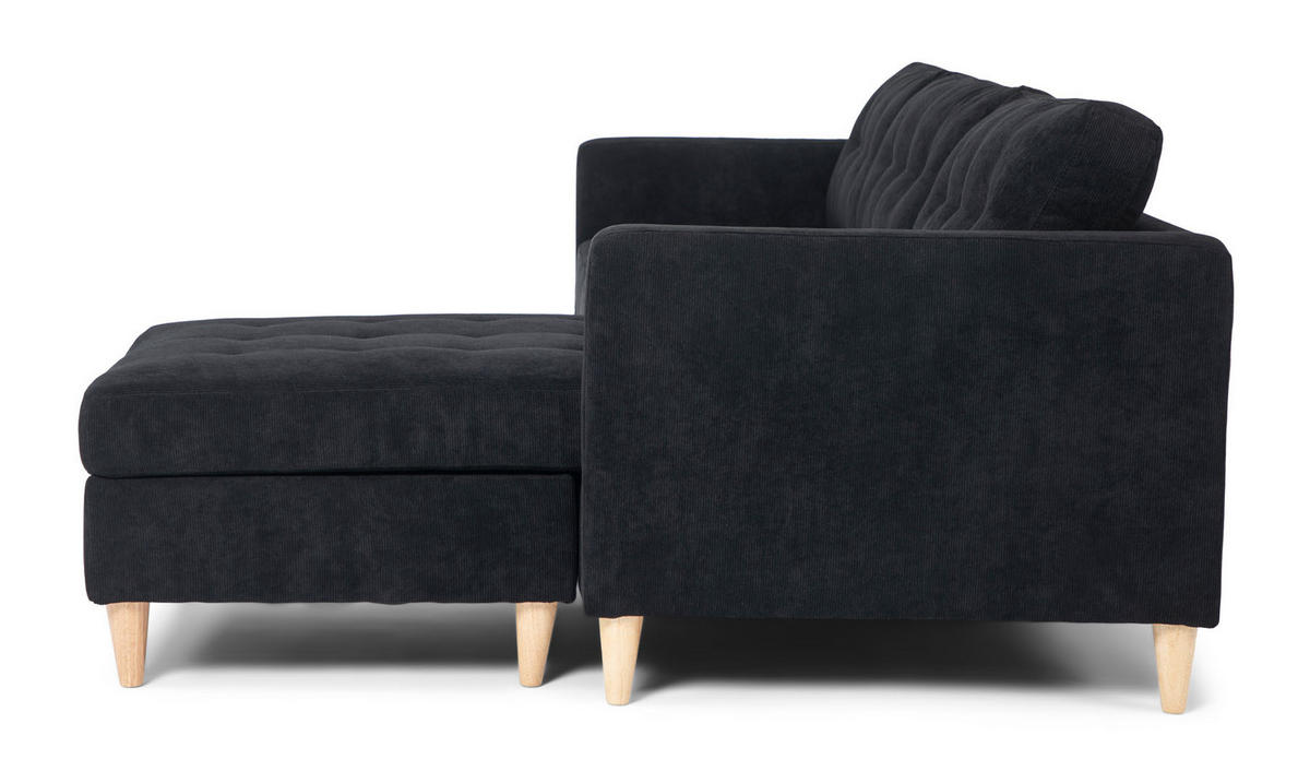 ECKSOFA Samt schwarz - Schwarz, Textil (219/151cm) - ebuy24