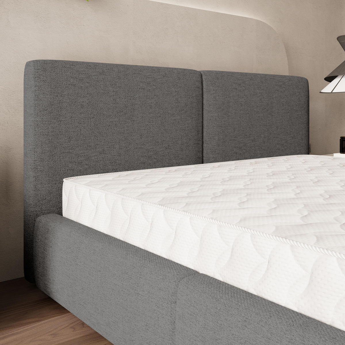 POLSTERBETT FELURO 160x200 cm mit Bettkästen - Grau - Grau, Holz (160/200cm) - MASSENO
