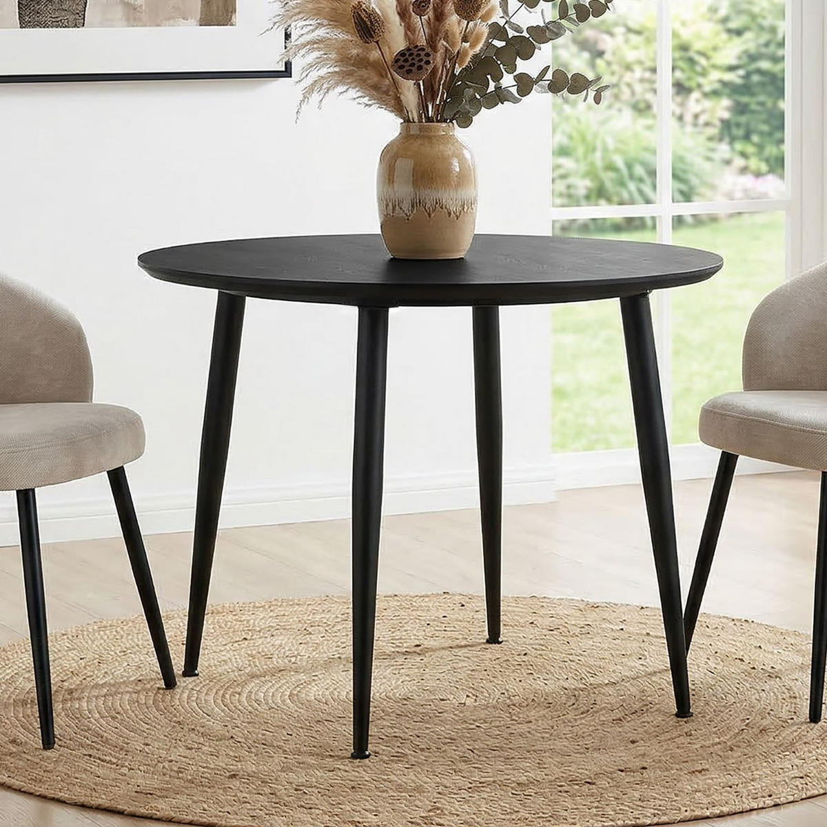 ESSTISCH NEVERS schwarz/schwarz - Schwarz, Holzwerkstoff (100/100/77cm) - IDIMEX