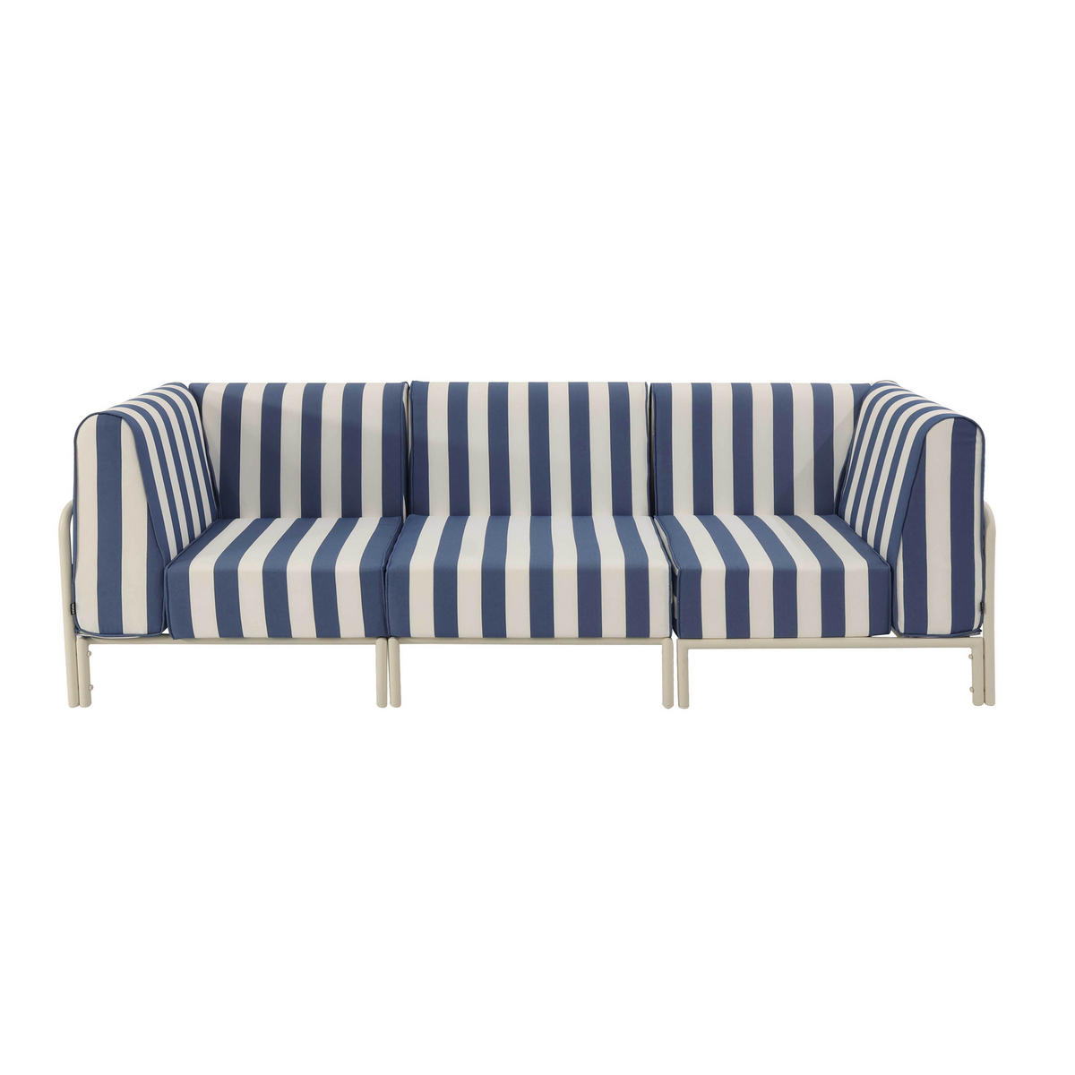 GARTENSOFA mit 3 Sitzplätzen, Blau - Blau, Textil (80/78/216cm) - Oviala