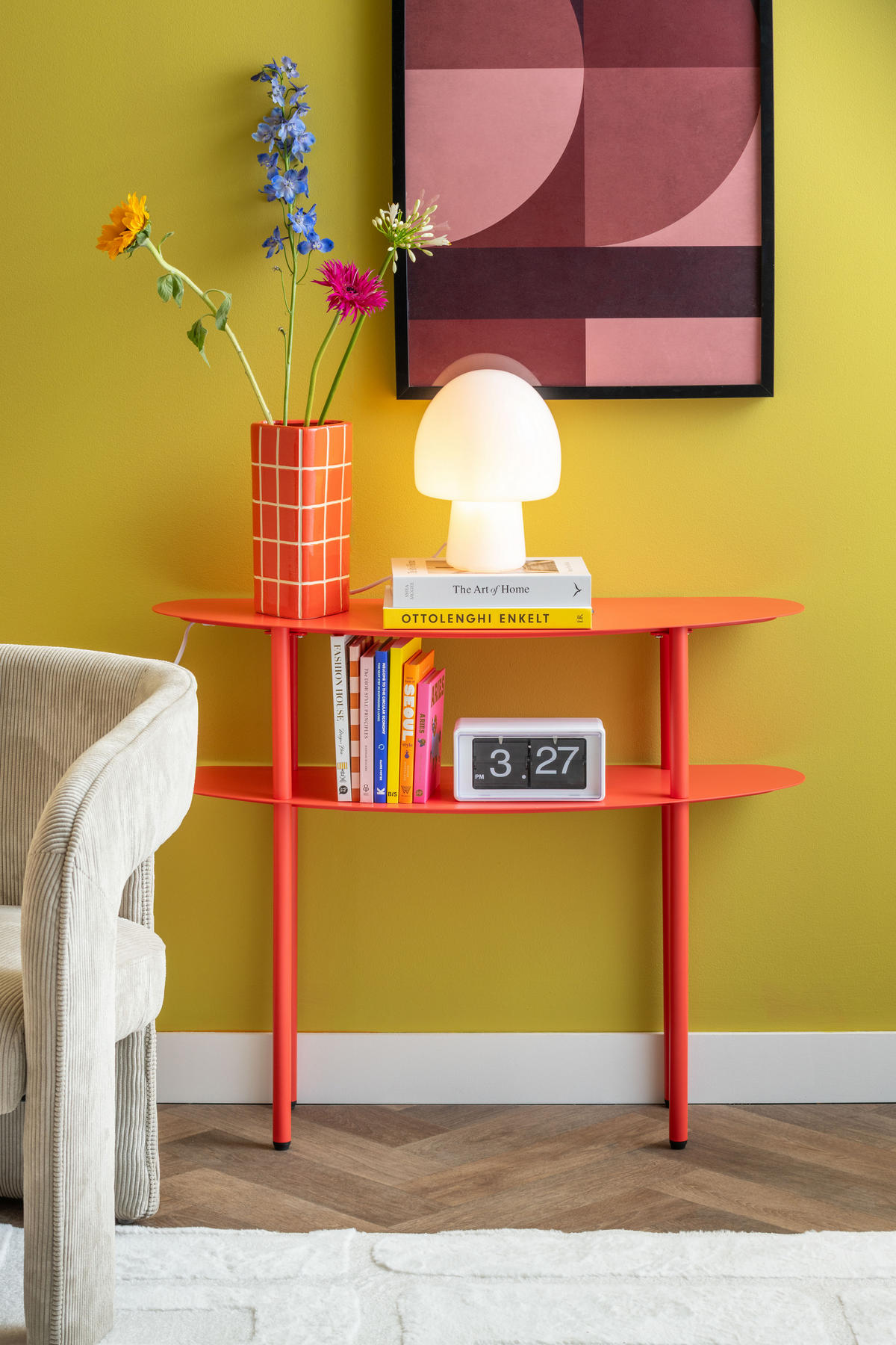VASE Retro Tiles Triangular Medium - Rot - 12,6/11,5/26 cm - Rot, Stein (26cm) - Present Time