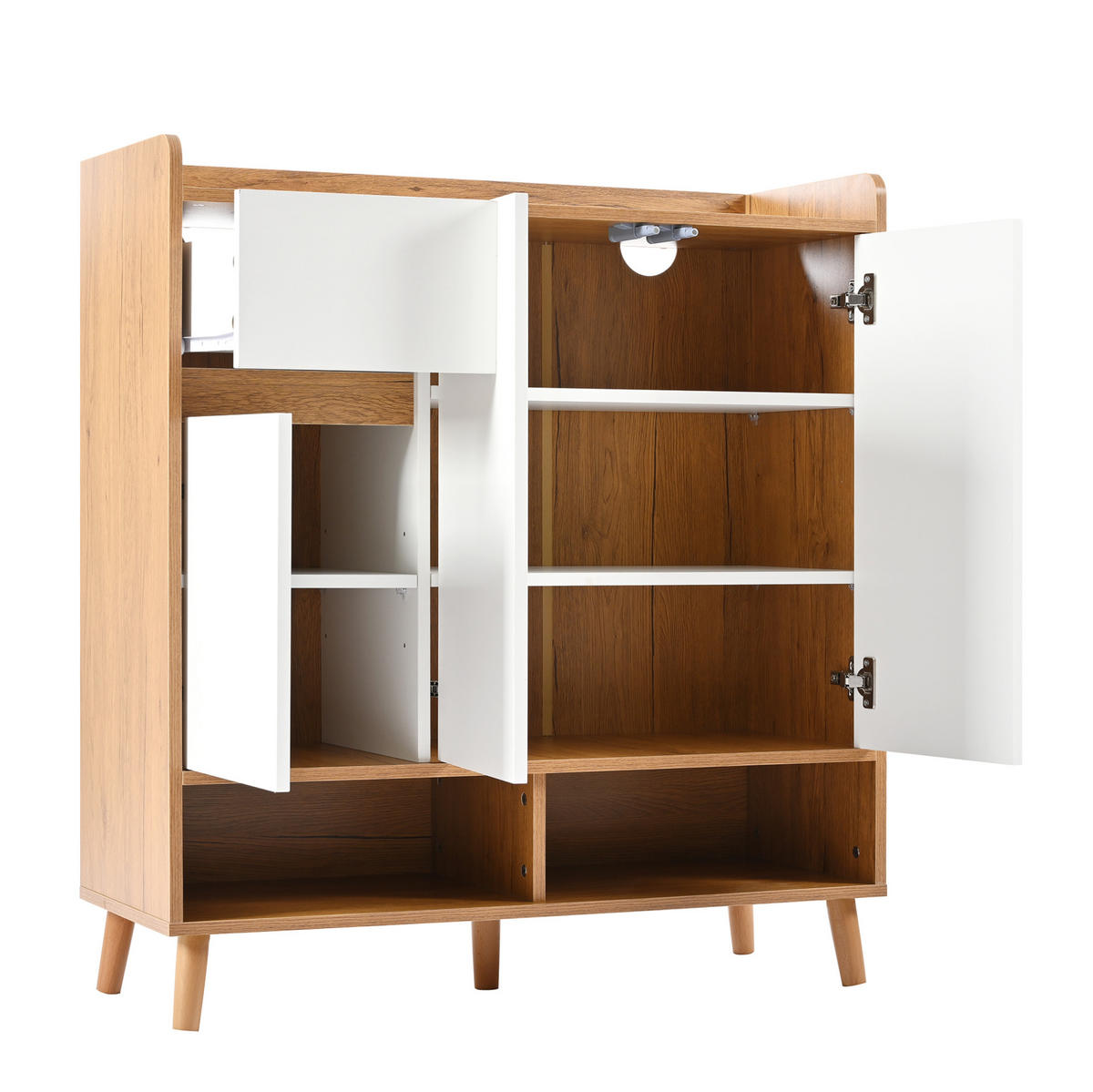 SCHUHSCHRANK aus Spanplatte 90x35x99cm in Weiß mit verstellbaren Einlegeböden - Weiß, Holzwerkstoff (90/99/35cm) - Modfu