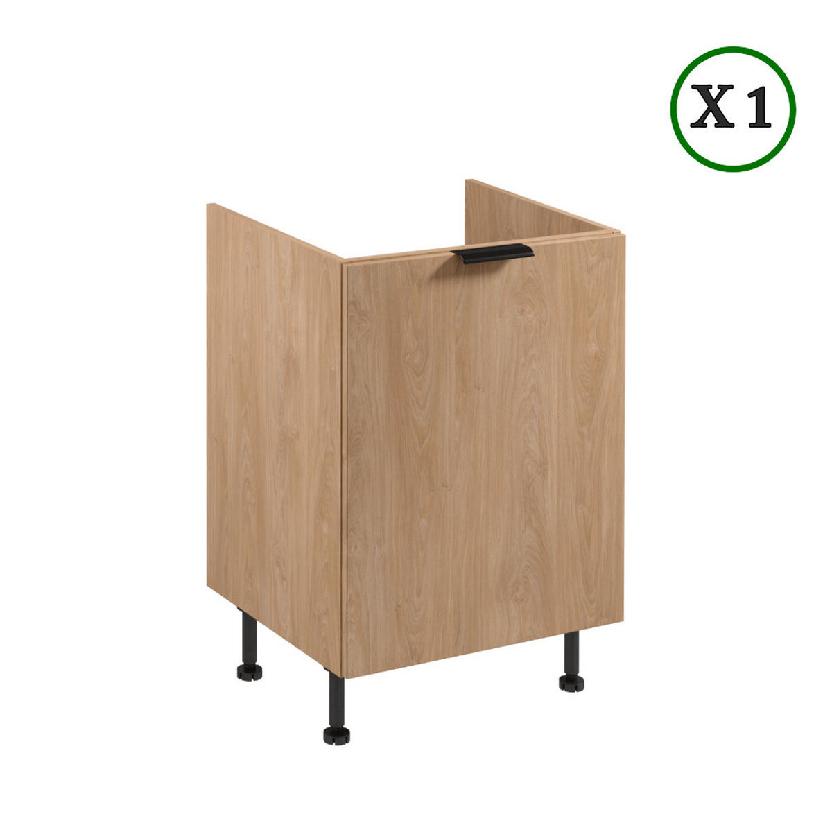 KÜCHENZEILE 300 cm - Sorento K45-M300 - in Beige / Sonoma Eiche - Beige/Schwarz, Holz/Holzwerkstoff (300/247/58cm)