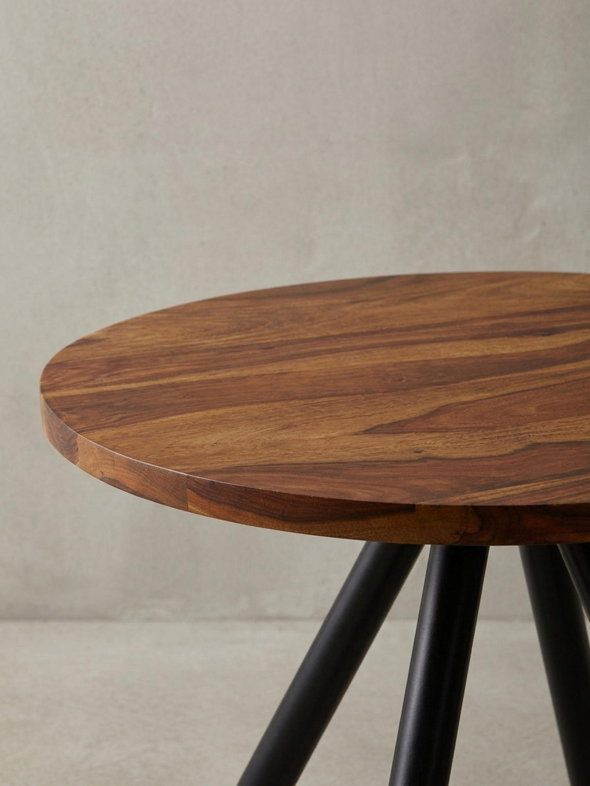 COUCHTISCH rund aus Massivholz und Metall, Handgefertigt - Schwarz/Braun, Holz/Metall (60/60/35cm) - KADIMA DESIGN