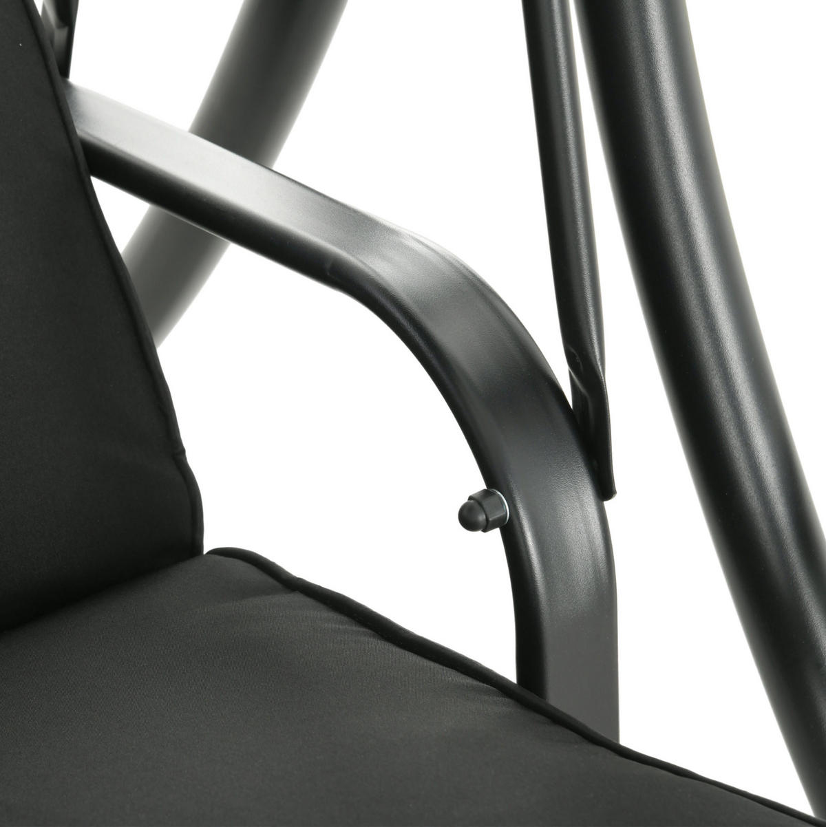 HOLLYWOODSCHAUKEL aus Metall 278x135x177 cm in Schwarz mit Couchtischen - Schwarz, Metall (278/177/135cm) - Modfu